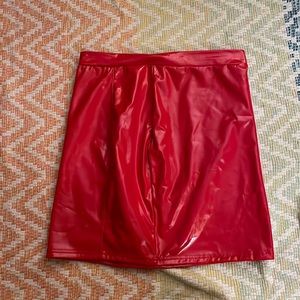 Red pleather skirt with zipper, worn once for costume, size large